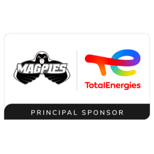 Sponsor partnership logo between totalenergies and hawkes bay magpies